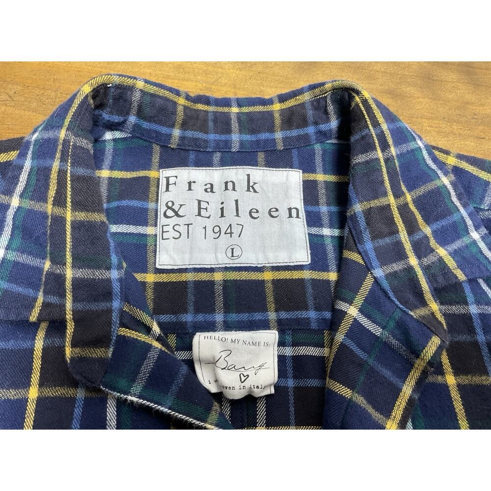 Frank & Eileen "Barry" Womens Size L Cotton Flannel Shirt Blue Plaid Button Up - Picture 3 of 8
